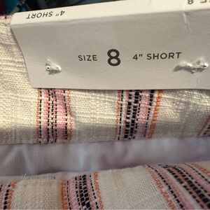 LOFT White Shorts with Pink & Orange Stripe Detail